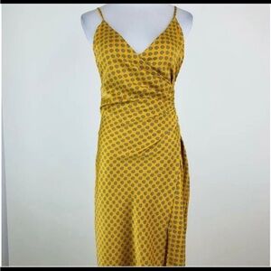 Urban Outfitters Mustard Polka Dot Midi Dress